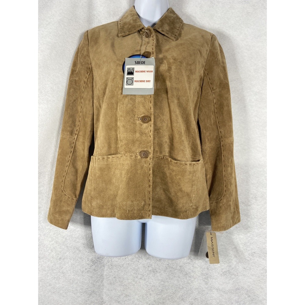 Massini Jacket Women's Small Brown Blazer Long Sleeves Genuine Leather New